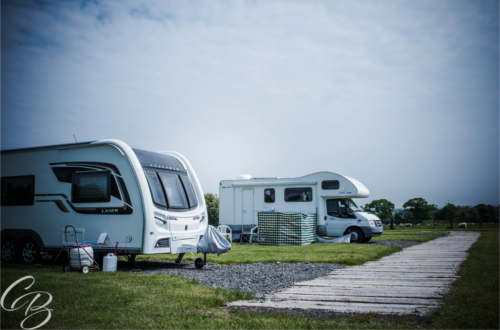 Access road with caravans